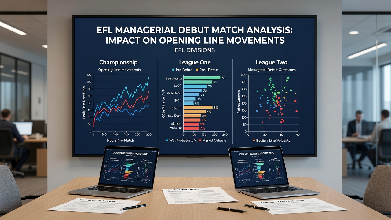 Betting terminal screen displaying live EFL odds movements during a debut match