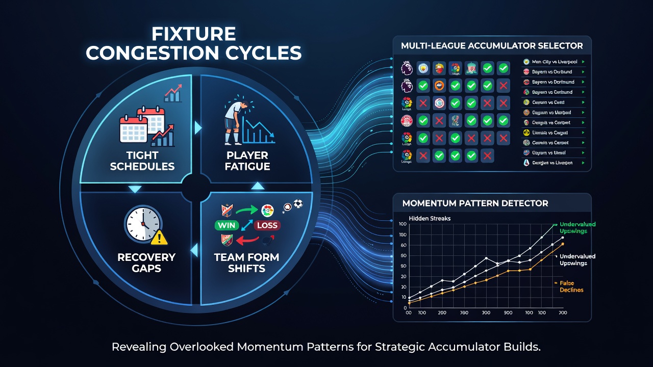 Visual breakdown of momentum patterns in multi-league football betting during congested periods