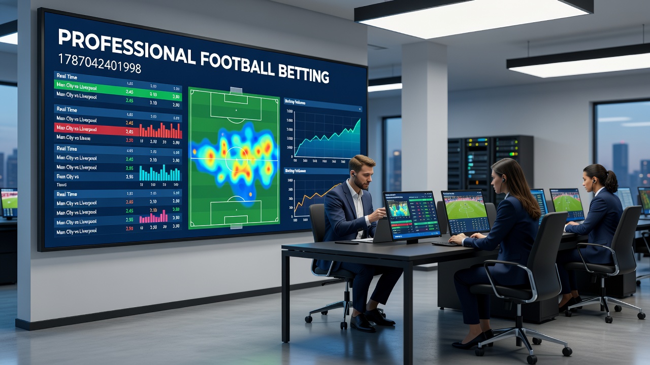 In-play betting interface displaying real-time football match statistics and odds movements